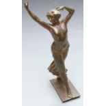 Art Deco bronze or similar figure of a female dancer wearing a skirt, height 33cm
