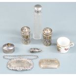 Victorian hallmarked silver lidded cut glass scent bottle, London 1900, length 10.5cm, hallmarked