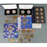 A collection of UK, Euro/ECU trial coins etc, some in cases