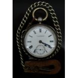 W C Bartlett of Cirencester hallmarked silver open faced pocket watch with inset subsidiary