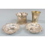 Pair of hallmarked silver pierced and embossed bon bon dishes, Victorian hallmarked silver open