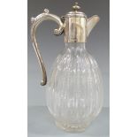Victorian hallmarked silver mounted cut glass claret jug, London 1885, maker Army & Navy Cooperative
