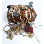 A collection of jewellery including silver brooch, agate necklace, vesta case, silver pendants,