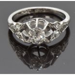Victorian 18ct white gold and platinum ring set with an old cut diamond of approximately 0.6ct
