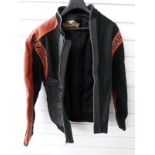 Harley Davidson branded leather and wool gentleman's jacket and short sleeved shirt, both size S,
