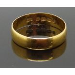 Victorian 22ct gold wedding band/ ring, Birmingham 1890, size S, 3.8g