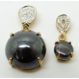 Two 9ct gold pendants set with boulder opal and diamonds, 4.8g