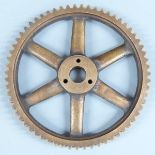 Vincent motorcycle bronze timing gear wheel believed Black Shadow, diameter 13.6cm