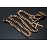 Victorian 9ct rose gold Albert chain, 46g