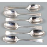 Set of six Georgian hallmarked silver table spoons, London 1791 maker Thomas Northcote, length 21.