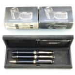 Set of three Montblanc Meisterstuck pens comprising fountain pen with 14ct gold 4810 nib, roller