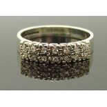 A 9ct white gold ring set with diamonds, size Q/R, 3.51g