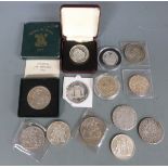 A quantity of various collectable crown sized coins to include some silver examples, silver proof,