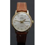 Smiths Astral 9ct gold gentleman's automatic wristwatch with day and date aperture, gold hour and