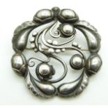 Georg Jensen silver brooch in a stylised foliate design, No 159