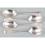 Set of four Irish bottom hallmarked silver Hanovarian pattern table spoons, Dublin 1785 maker