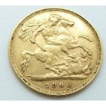 Queen Victoria 1900 veiled head gold half sovereign