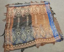 Victorian / Edwardian woven silk shawl with Art Nouveau / Secessionist pattern and hand woven