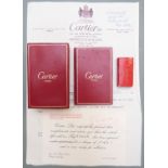 Cartier gold plated gas lighter with guarantee and paperwork, in original box