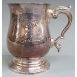 Modern hallmarked silver pint tankard of baluster form with gilt interior, Sheffield, maker