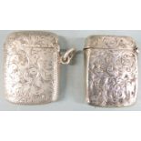Two Victorian hallmarked silver vesta cases, one Birmingham 1891 the other 1894, weight of both 40g
