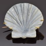 Victorian brooch set with a hardstone carved shell, 3.3 x 3cm