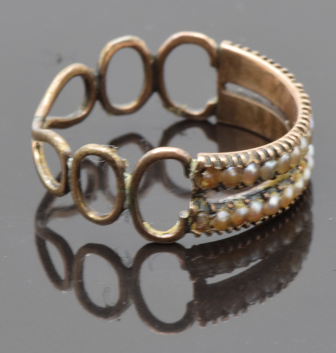 Georgian ring set with seed pearls, size O, 1.91g - Image 3 of 4