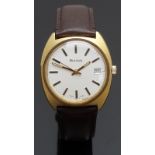 Bulova gentleman’s wristwatch ref. 7530-1 with date aperture, two-tone hands and baton markers,