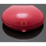 Omega ladies red leather wristwatch box, 10 x 8 x 4cm.
