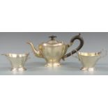 George V hallmarked silver three piece teaset of shaped tapering form, Birmingham 1921 maker