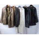 A collection of gentleman's leather jackets and coats comprising Sardar field coat style, Torras