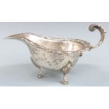 Egyptian white metal sauce boat, with Egyptian silver marks, length 17cm, weight 199g