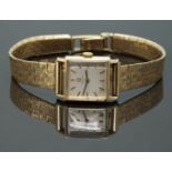 Omega 9ct gold ladies wristwatch ref. 511.5179 with black hands, gold hour markers, silver dial,