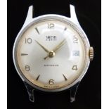 Smiths gentleman's wristwatch with date aperture gold hands and numerals, red arrow tipped centre