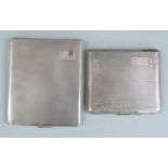 Two hallmarked silver cigarette cases, both with engine turned decoration, weight 266g all in