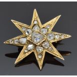 Georgian star brooch set with rose cut diamonds, 2.2cm diam