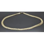 A 9ct gold tri-coloured plaited necklace, 6.9g