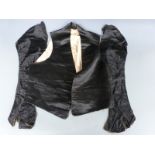 18th/19thC gentleman's satin waistcoat and cummerbund and two black damask sleeves