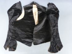 18th/19thC gentleman's satin waistcoat and cummerbund and two black damask sleeves