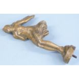 Euston vintage car mascot formed as a bronze or brass lady with hair and dress blowing in the wind
