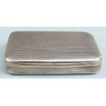 Georgian hallmarked silver snuff box with ribbed decoration, marks indistinct but likely