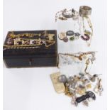 A collection of jewellery including Victorian silver brooch, white metal Victorian bangle, pearl and