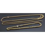 A 9ct gold rope twist bracelet and necklace, 4.9g