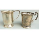 Two hallmarked silver tankards, one Birmingham 1953 the other Birmingham 1937, height of taller 8.