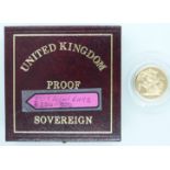 QEII 1999 fourth head proof gold full sovereign, cased with certificate 5970