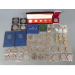 A collection of modern crowns, US commemorative dollars, 1953 uncirculated Coronation set,