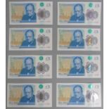 Eight consecutive Victoria Cleland polymer uncirculated UK £5 notes, AJ06512454-AJ06512461