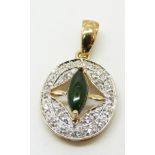 A 9ct gold pendant set with a marquise cut Mezezo opal cabochon, 3.1g