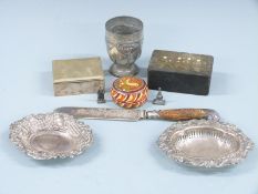 Two hallmarked silver bon bon dishes with embossed decoration, one London 1903 maker William