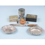 Two hallmarked silver bon bon dishes with embossed decoration, one London 1903 maker William